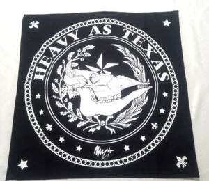 "HEAVY AS TEXAS" Skull Print Black Bandana Face Cover Head Warp Headband Scarf - Picture 1 of 5