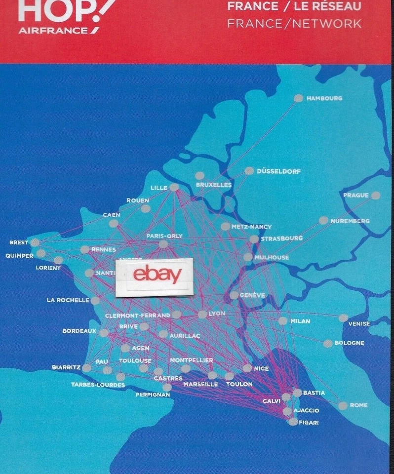 AIR FRANCE HOP! MAPA DE RUTA NACIONAL DE EUROPA RED-LE RESEAU Foto 1 de 1