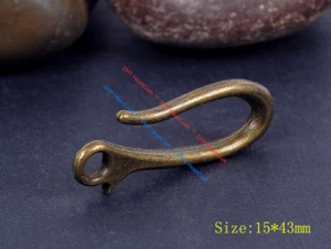 10X 15*43mm Retro Brass Belt Keyring U Hook FOB Clip for Key Chain Wallet Chain - Picture 1 of 12