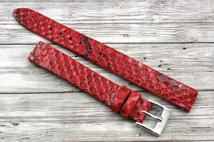 Cintuirno Donna Vera Pelle Pitone Rosso Elegante 12mm Fibbia Acciaio Piatto - Imagen 1 de 4