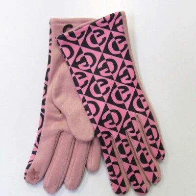 Guantes de invierno para mujer rosa y negro con logotipo look de diseñador mensajes de texto dedo nuevos Foto 1 de 3