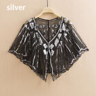 Lady Mesh Cape Cloak Sequin Glitter Shawl Sheer Bling Stage Party Bridal Wedding