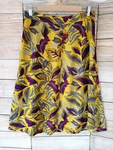 Nomads Womens Skirt Elastic Waist Pull On Midi A-Line Size 10 Yellow Floral - Picture 1 of 11