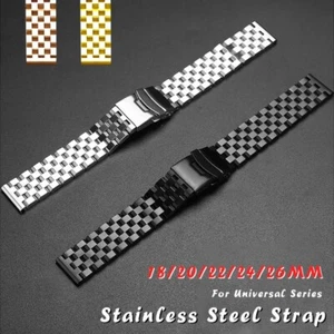 18mm 20mm 22mm 24mm 26mm Universal Stainless Steel Metal Bracelet Watch Band New - Picture 1 of 15