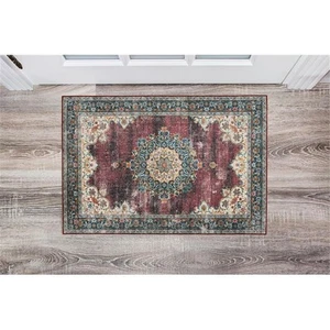 Linon Washable Adams Polyester 2'x3' Rug in Ivory - Picture 1 of 18