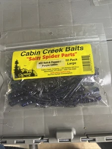 CABIN CREEK KÖDER.  SALTY SPIDER TEILE 10 Stück SALT & PEPPER / PURPLE GLITTER - Bild 1 von 7