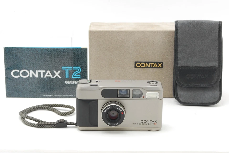 [NEAR MINT++ ] Contax T2 Titan Silver 35mm Point & Shoot Film Camera From JAPAN - Image 1 of 4