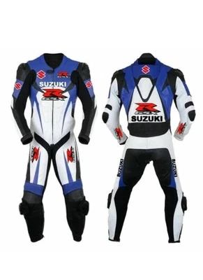 Suzuki GSXR Motorbike Racing Suit Cowhide Leather Motorcycle Biker Sports Suit Foto 1 de 3