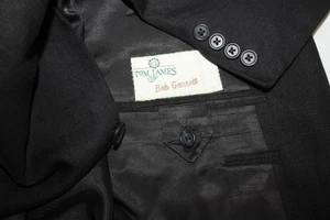 TOM JAMES Men's 44 Black Linen Blazer 1B Front 0 Vent 4B Cuffs Lightweight - Picture 1 of 10