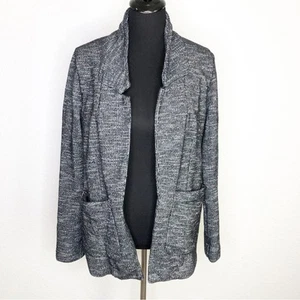 Topshop blazer jacket womens 6 black and gray tweed open front preppy classic - Picture 1 of 14