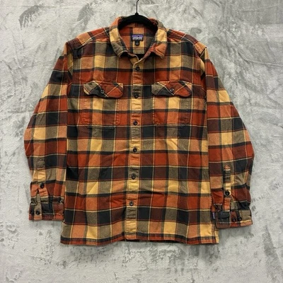Franela a Cuadros de Algodón Orgánico Patagonia Para Hombres L Peso Pesado Abotonable Campamento Senderismo Foto 1 de 4