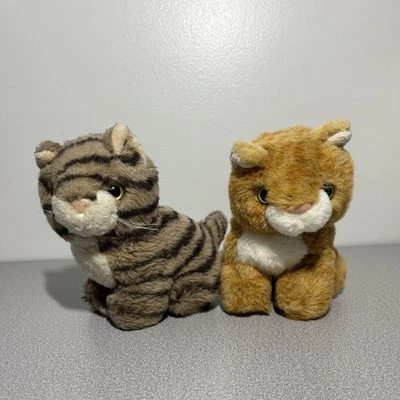 Toys R Us (2) Soft Classics gato malhado gatinho pelúcia laranja cinza listrado recheado - Imagem 1 de 4