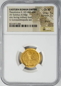 Eastern Roman Empire Theodosius II AD 402-450 AV Solidus 4.50g ChXF NGC 949950-4 - Picture 1 of 4