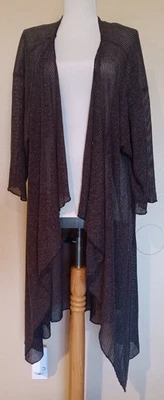 LuLaRoe Charcoal Gray Long Open Cardigan Sweater Coat Women's L Poly/Linen ~NICE - Image 1 of 4