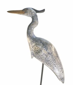 Große Vintage Skulptur Holz Reiher handgeschnitzt von BOB CARNEY signiert groß - Bild 1 von 24