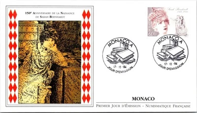 Monaco  FDC 1994 150th Birth of Sarah Bernhardt - A03318 - Image 1 of 2