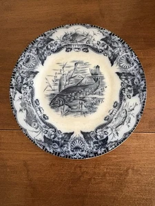 Wedgwood Flow Blue Fish Plate - Picture 1 of 3
