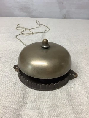 Antique Nickel Brass Cast Iron Doorbell Assembly Old VTG Hardware Patent 1872 - Image 1 of 4