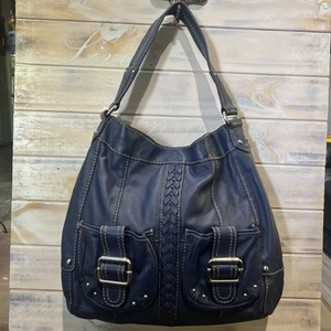 Handtasche Schultertasche / Hobo Bag Handtasche Tignanello blau Leder - Bild 1 von 11