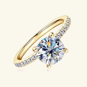 8MM D 2.00CT Round Moissanite Engagement Ring for Women 14k Gold Plating - Foto 1 di 6