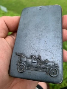 Antike Auto Tourenbürste mechanisch Metallgehäuse geprägt frühes Automobil - Bild 1 von 9