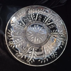 Federal Glass Clear Feather Dot Leaf Design Divided 4 Section Platter Tray 11.5" - Picture 1 of 8