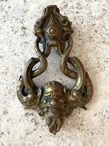 9.5" ANTIQUE 4 lb 1894 VICTORIAN NEW ORLEANS GARGOYLE NEPTUNE FACE DOORKNOCKER Cover