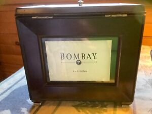 BOMBAY COMPANY MAHOGANY 4X6 PHOTO BOX STORAGE HOLDS 100+ PICTURES Nice for Decor