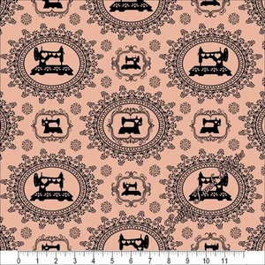 "THIMBLE PLEASURES" QT 24161P SEWING MACHINES SILHOUETTES FABRIC PRICED @ 1/2 YD - Picture 1 of 2
