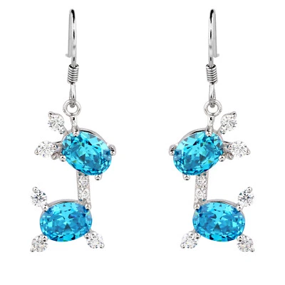 Frisky Deer Dangle Earrings for Women Girl 925 Sterling Silver 6x8mm Oval CZ  - Image 1 of 4