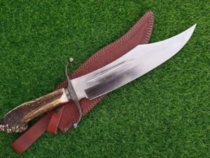 EC Stage Horn Antique Bowie Knife 19 Custom Handmade Bowie Knife D2 Steel Blade, - Picture 1 of 5