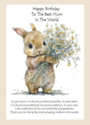 PICKTURE-THIS GREETING CARDS NEW Happy Birthday To The Best Mum In The World A5 Size Mother Mum Birthday Card