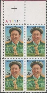 Plate Block of 4 stamps - Scott 2377 - 25 cent - Francis Ouimet - 1988 - MNH - Picture 1 of 1