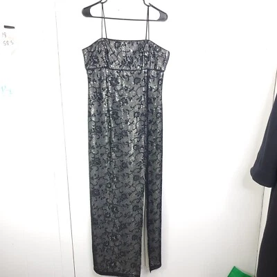 Morgan Co Dress Womens 13/14 Floral Sequin Party Vintage Y2K 90s Prom Babydoll - Image 1 of 4