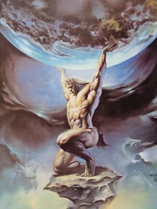 Fantasy Art Print / Plate ATLAS by Boris Vallejo c1994 - Picture 1 of 4