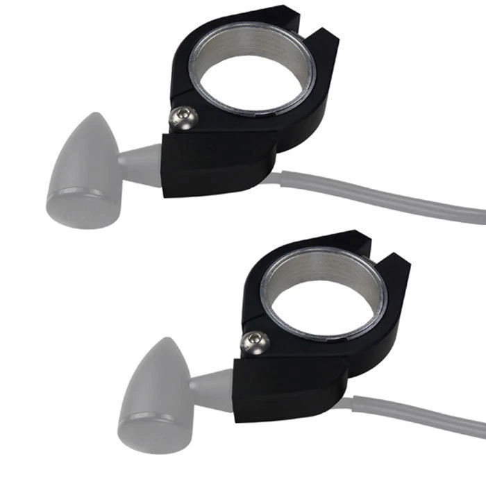 Blinkerhalter schwarz Motorrad zwei CNC Aluminium für 38 bis 41 mm Gabelrohre - Bild 1 von 2