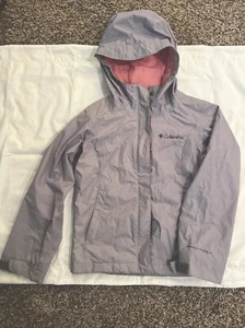 Columbia Jacket Girls XS Gray Hoodie Rain Coat Full Zip Kids  - Picture 1 of 2