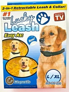 Lucky Leash 2-N-1 einziehbare Leine & Halsband L/XL - Bild 1 von 5