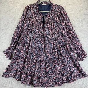 Melloday Dress Medium Cottage Prairie Boho Floral Tiered Ruffle Balloon Sleeve - Picture 1 of 12