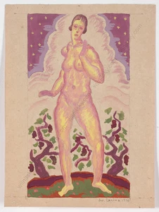 Josef Lacina (b. 1899) "Art Deco Female Nude", 1926, watercolor - Picture 1 of 1