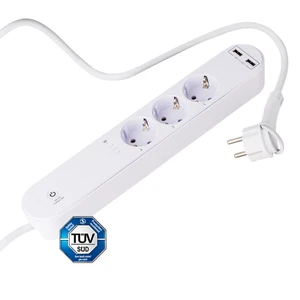 essentials Smart Home 3-fach Steckdosenleiste WLAN USB weiß 1,5 m - Bild 1 von 2