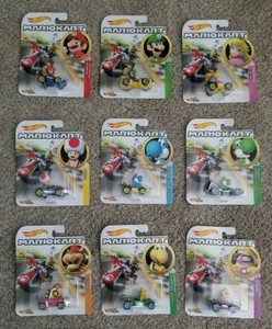 Hot Wheels Mario Kart Set of 9 BNIB Koopa Toad Blue Yoshi Wario Hard to Find - Picture 1 of 1
