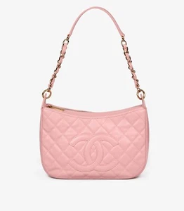Chanel Pink Quilted Caviar Leather Vintage Timeless Hobo Bag - Picture 1 of 10