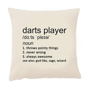 Kissenbezug Dartspieler lustig 50 cm eckig beige Spiel Sport Brett Team Geschenk - Bild 1 von 4