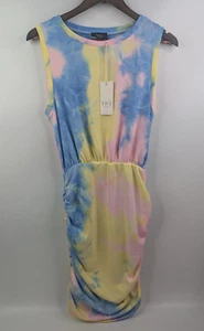 Vici x Fate Fall Colorful Tie Dye Ruched Sleeveless Knee Length Dress Sz Medium - Picture 1 of 12