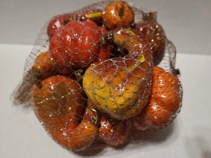 Assortimento di 12 mini zucche e zucche in plastica raccolta caduta decorazione da tavolo - Foto 1 di 6
