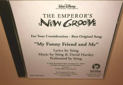 Disney The Emperors New Groove CD cdr Oscar FYC Promo Best Song Sting D Hartley Foto 1 de 4