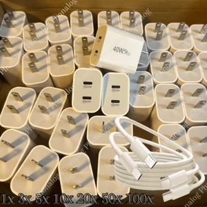 PD 40W Fast Wall Charger Power Adapter Type C Cord For iPhone 15 16 14 13 12 Lot - Picture 1 of 13