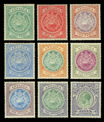 British Colonies - ANTIGUA 1908-1913  K.George V set  Scott # 31-41 mint MH - Image 1 of 2