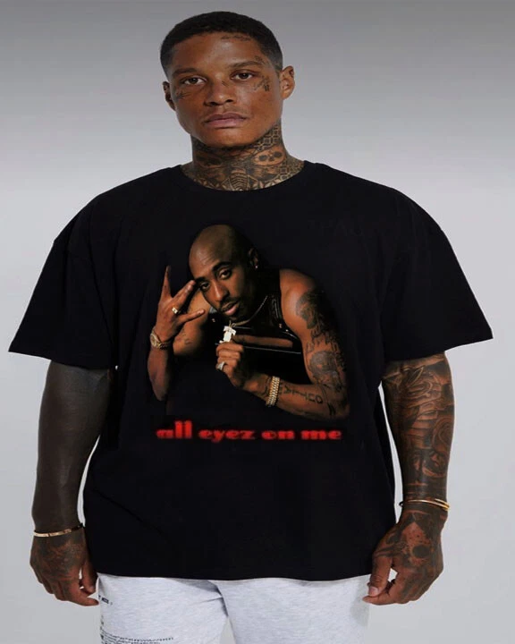 TUPAC ALL EYEZ ON ME RAP HIP HOP T 恤男式尺码 — 第 1/1 张图片